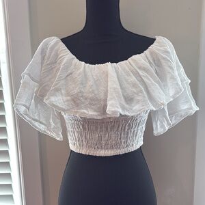 Vici Cropped Smoked Gauze Top